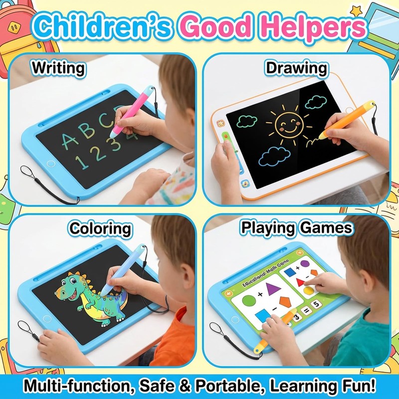 Qianyu 3 Pack Kid-Friendly Stylus Pen with Tether Anti-Rolling Tablet