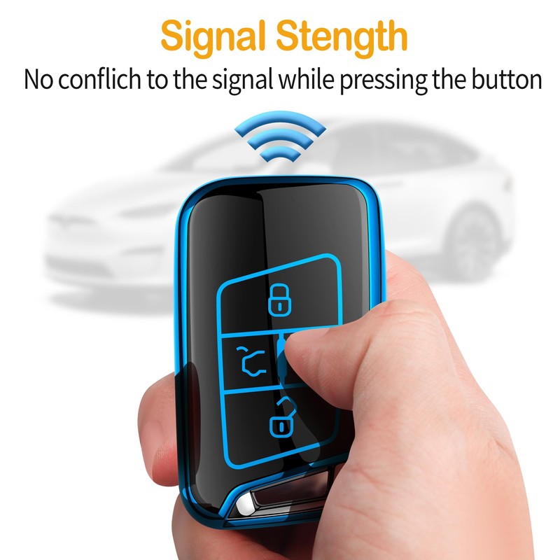 Sindeda for Volkswagen Key Fob Cover with Keychain Soft Full