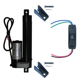 WindyNation 4 Inch 4" Stroke Linear Actuator 12 Volt 12V 225 Pounds lbs + Up Down DPDT Switch + Mounting Brackets (4" Actuator, Maintained Switch)