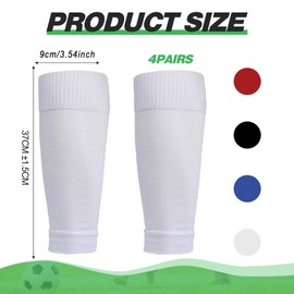 Football Socks Soccer Shin Guards Sleeves, 4 Pairs Soccer Shin Guards Sleeves, Cut Football Socks Elastic Team Soccers Leg Sock Sleevesfor Men and Women Football Running Training Beginner (One Size)
