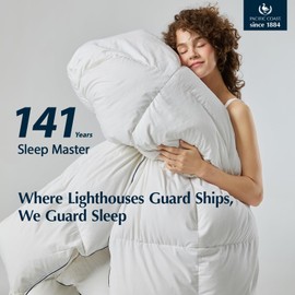 PACIFIC COAST Goose Down Fiber Comforters Oversized Queen Duvet Insert, All Season White Comforter, 3D Hidden-Stitch Baffle Box Design, 8 Tabs, Gifts for Women/Men, Extra Fluffy Luxury Duvet (98"x98")