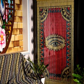 TACHILC The Eye Beaded Curtain for Doorway, Boho Beaded Curtain for Closets, Door Beads Decoration, Beads for Doorways 35.5 in x 78 in
