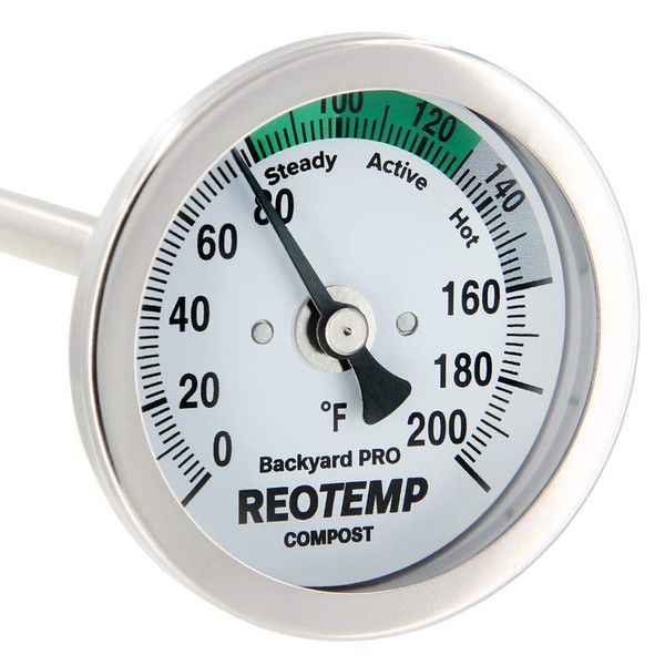 REOTEMP Backyard Pro Compost Thermometer, 24 Inch Stem, with Digital