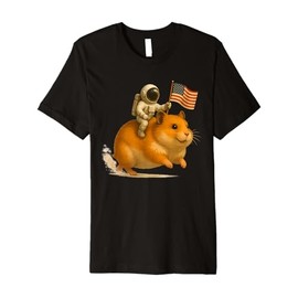 Space Hamster USA Ride, Funny Astronaut Patriot Meme Premium T-Shirt
