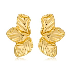 CLASSYZINT Hypoallergenic Gold Floral Stud Earrings Minimalist Fashion Jewelry Valentine Accessories Lightweight Everyday & Party Earrings
