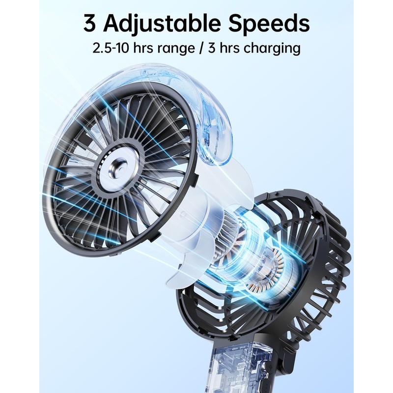 SWEETFULL Portable Misting Fan - 180° Foldable Handheld Personal Fan