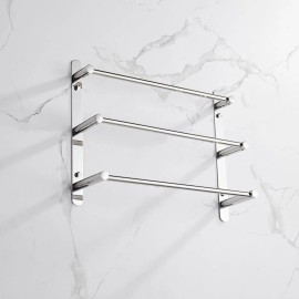 Three Stagger Layers SUS304 Stainless Steel Hand Polishing Mirror Polished Finished Bathroom Accessory Set Includes Towel RackColor: as picture Color