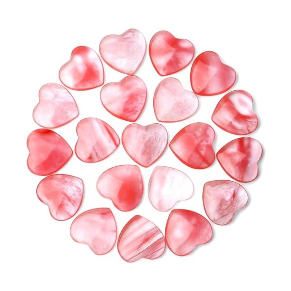 XIANNVXI XIANNVXI 20 Pcs Cherry Quartz Crystals Heart Strawberry Quartz