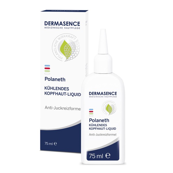 DERMASENCE Polaneth Liquid - Cooling and Soothing Scalp Tonic for Irritated Skin and Discomfort such as Itching, Tension Feelings - with Dye Wax - No Washing Out - Does Not Grease - 75 ml