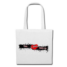 Reifen-Markt Tasche Umhängetasche VALENTINSTAG LOVE YOU HAPPY VALENTIN`S DAY - FRAU MANN - LIEBE - MAMA - PAPA Einkaufstasche Schulbeutel Turnbeutel in Weiß