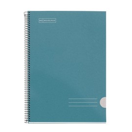 Miquelrius - Recycled Notebook - Folio Size - 80 Sheets - Grid 4 x 4 - Spiral - Navy Blue