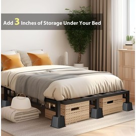 TomGear Bed Furniture Risers 3 Inches, Heavy Duty Bed Lifts in Heights of 3 Inches, Furniture Risers for Bed, Couch, Desk, Sofa, Chair, Table Legs Extenders (Pack of 6, Black)