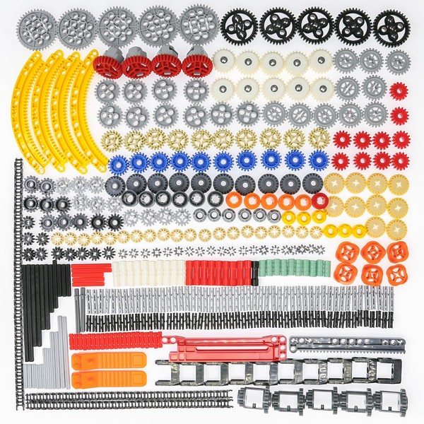 496Pcs Technic-Parts Pieces Gears-Axles-Pins-Connectors Compatible with Major Brand Power-Function Cars-and-Motors