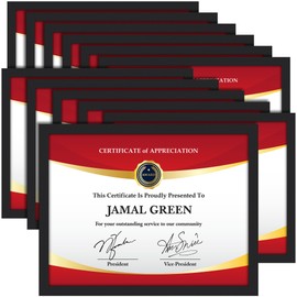 Icona Bay - 8.5x11 Certificate Frames - Black, 12 Pack - Modern Style Engineered Wood Document Frames - Table Top or Wall Mount - Bliss Collection