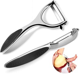 JESWO 2PCS Pelador de Verduras y Papas, Acero Inoxidable Pelapapas, Mango Ergonómico Antideslizante, Herramientas de Cocina Profesionales, Pela Papas de Cocina Imprescindible para Cualquier Hogar