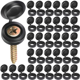 HNYYZL Plastic Hinged Screw Covers - 150 PCS Black, Flip Tops for Screw Heads, Snap Washer Caps