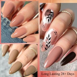 Four Lily Nude Brown Gel Nail Polish Set 6 Colors Gel Polish All Seasons Skin Tones Neutral Gel Polish Kit Soak Off UV/LED Gel Nail Kit Manicure DIY Home 8PCS 10ML