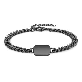 RJCMJDEU Cremation Jewelry Urn Bracelet for Ashes for Women Men Adjustable Memorial Keepsake Bangle Cuban Link Chain Ash Bracelets,Black