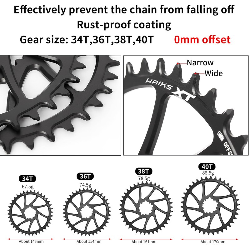 HAIKS 1x Mountain Bike Crankset 170mm with 36T Chainring &