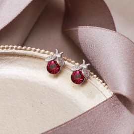 EVER FAITH 925 Sterling Silver Red and Black Ladybug Stud Earrings For Women, Cute And Charming Animal Earrings For Special Occasion