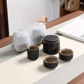 Aisniuka Car Portable Chinese Kung Fu Tea Set 1 Pot 2 Cups For Family Travel Outdoors and As Gifts