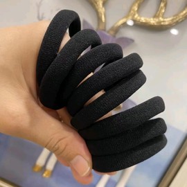 50Pcs Black Thick Seamless Bands Elastic Ties Soft Ponytail Holders For Women Girls Rubber Bands Hair Ties (black)