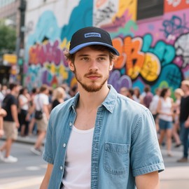 Croogo 5 Panel Hat Flat Brim Baseball Cap Vintage Snapback Caps Hip Hop Trucker Hat Street Style Fitted Dad Hats,Black-HNZD2