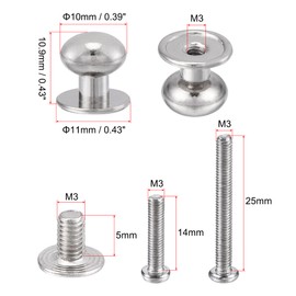 sourcing map 10mm Head Dia. Round Knobs Pull Handle, Zinc Alloy Silver Tone, 10pcs