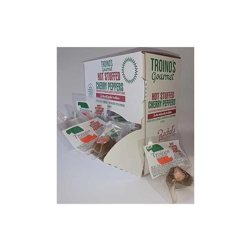 Troino's Gourmet Hot Stuffed Cherry Peppers with Prosciutto & Provolone