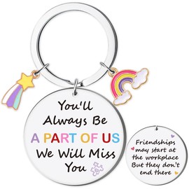 Coworker Leaving Gifts Keychains for Women - Thank You We Will Miss You Friendship Gift, Leaving Going Moving Away New Job Rainbow Keychain for Work Bestie Colleague Friends Christmas Stocking Present