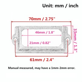 Adiyer [32 Pack] Antique Copper Office Library File Drawer Cabinet Card Tag Label Holder Metal Frame 70mm x 33mm