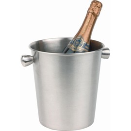APS Weinkühler/Sektkühler - matt polierter Flaschenkühler aus Edelstahl mit Hohlgriffen - Abmessungen: 20 x 20 cm, Höhe: 20,5 cm, Volumen: 4 l