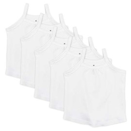 HonestBaby 5-Pack Cami Tops Sleeveless T-Shirts 100% Organic Cotton for Infant and Toddler Baby Girls, Bright White, 0-3 Months