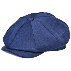 Gorra de golf para hombre Newsboy High Woolen Tweed Gatsby Gorro de golf plano Ivy Cabbie para padres y mujeres, unisex, Azul, 7 1/2-7 3/4