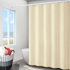 LLSCL Beige Yellow Fabric Shower Curtain Liner with Magnets, Waterproof Hotel Quality, 72 x 72 Machine Washable