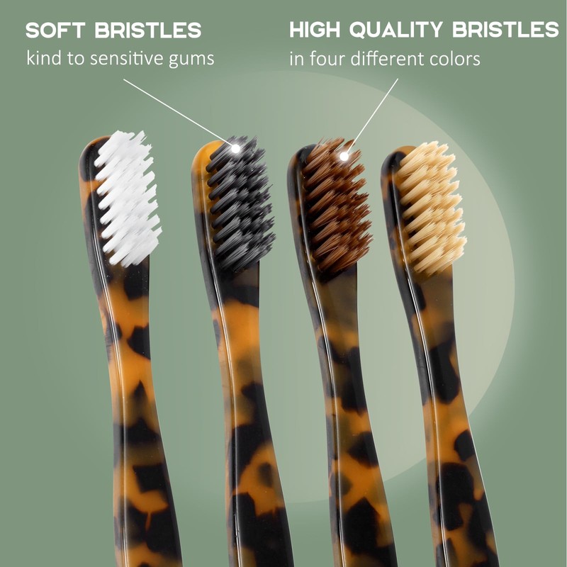 Isshah Biodegradable Eco-Friendly Cellulose Acetate Toothbrushes - 8 Count