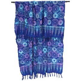 GURU SHOP Bali Batik Sarong, Wall Hanging, Wrap Skirt, Sarong Dress, Beach Towel, Men/Women, Orange, Synthetic, Size: One Size, Blue/1