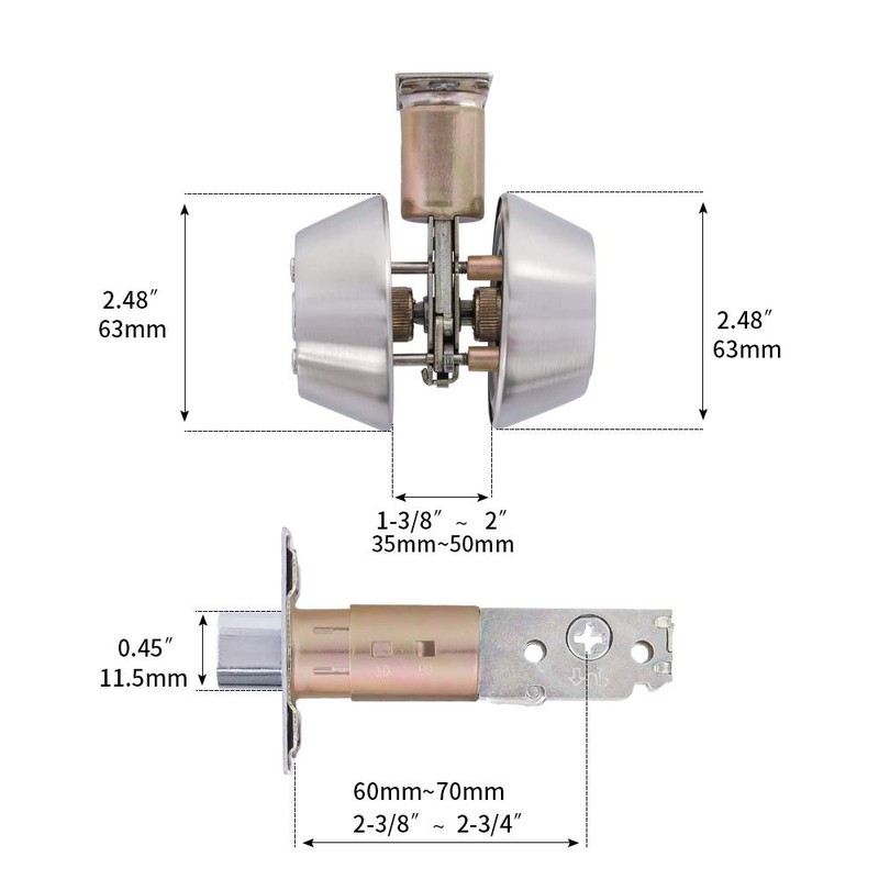 Rulart Double keyed Deadbolt Lock - Keyed on Both Sides,