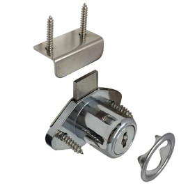 Desunia Office Desk Lock for Drawer & Door - 7/8" (.875") Bore - Polished Chrome - Keyed Alike - Includes Escutcheon Trim Ring, Strike, & Screws - 4 Locks