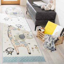 SAFAVIEH Carousel Kids Collection Runner Rug - 2' x 8', Ivory, Animal Design, Non-Shedding & Easy Care, Ideal for High Traffic Areas for Boys & Girls in Playroom, Nursery, Bedroom (CRK120A)