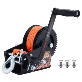 OPENROAD 3500LB Boat Trailer Winch - Heavy Duty Hand Winch with 32 FT Orange ...
