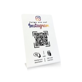 Stand / Sign for Instagram with QR Code and NFC (16.5 x 10.5 cm) White
