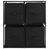 Black Steel 24.8"x11.8"x28" Storage Cabinet with 4 Fabric Baskets 11.8"x11.8"x28"