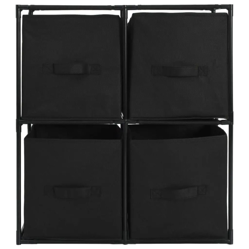 Black Steel 24.8"x11.8"x28" Storage Cabinet with 4 Fabric Baskets 11.8"x11.8"x28"