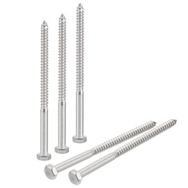 uxcell Hex Head Lag Screws Bolts, 5pcs 5/16" x 5" 304 Stainless Steel Partial Thread Wood Screws