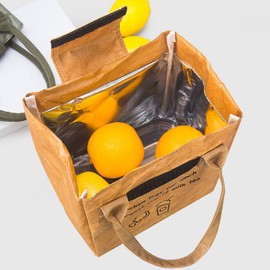 PartyKindom Bolsa del Almuerzo: Papel Kraft Aislada Papel de Aluminio Espesado Adecuada Térmica con Doble Compartimento para Picnic Oficina Camping, Caqui