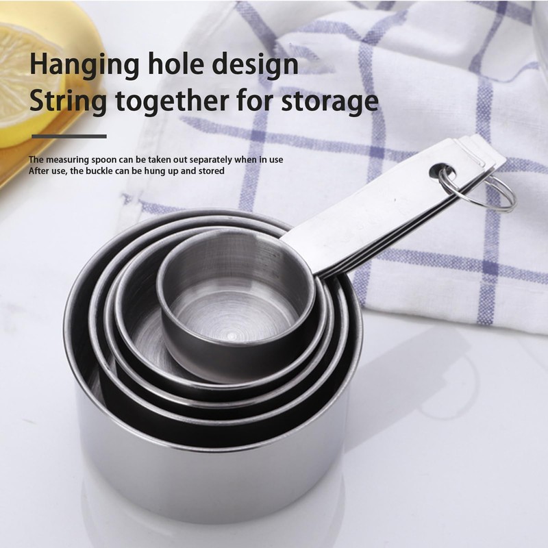 Stainless Steel Measuring Cups, 5 Piece Stackable Measuring Set, Baking