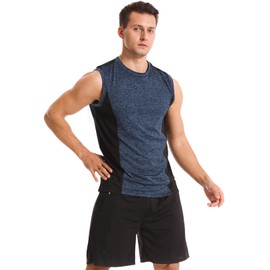 Vislivin Men's 4 Pack Tank Tops Sleeveless Workout Quick Dry Shirts Gym Muscle Shirts Athletic Bodybuilding Tee DB/Red/Blue/Yellow XXL