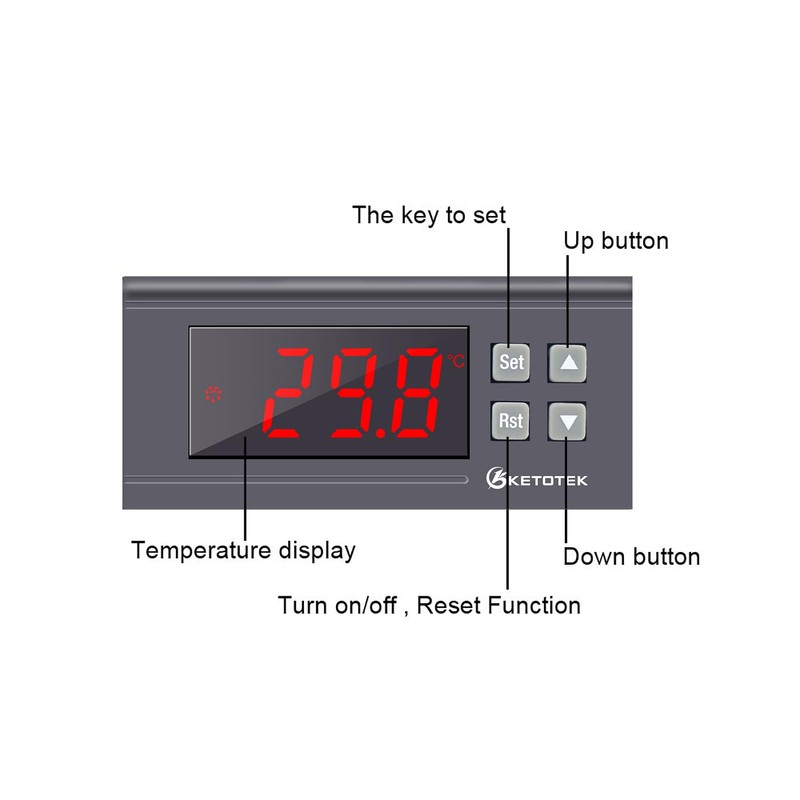 KETOTEK Temperature Controller with Sensor 230 V 30 A, Digital
