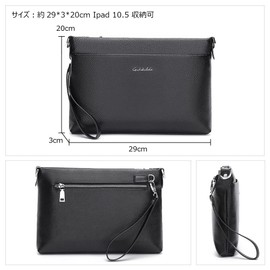 Whatna Men's 3-Way Clutch Shoulder Bag, Shoulder Bag, Large Shoulder Bag, With Shoulder Strap, Holds 6 Cards, Coin Purse, Genuine Leather, Wedding Bag, Business Formal, Ceremonial Occasions, Black